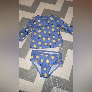 Baby girls lemon print rash guard swimsuit 6 months